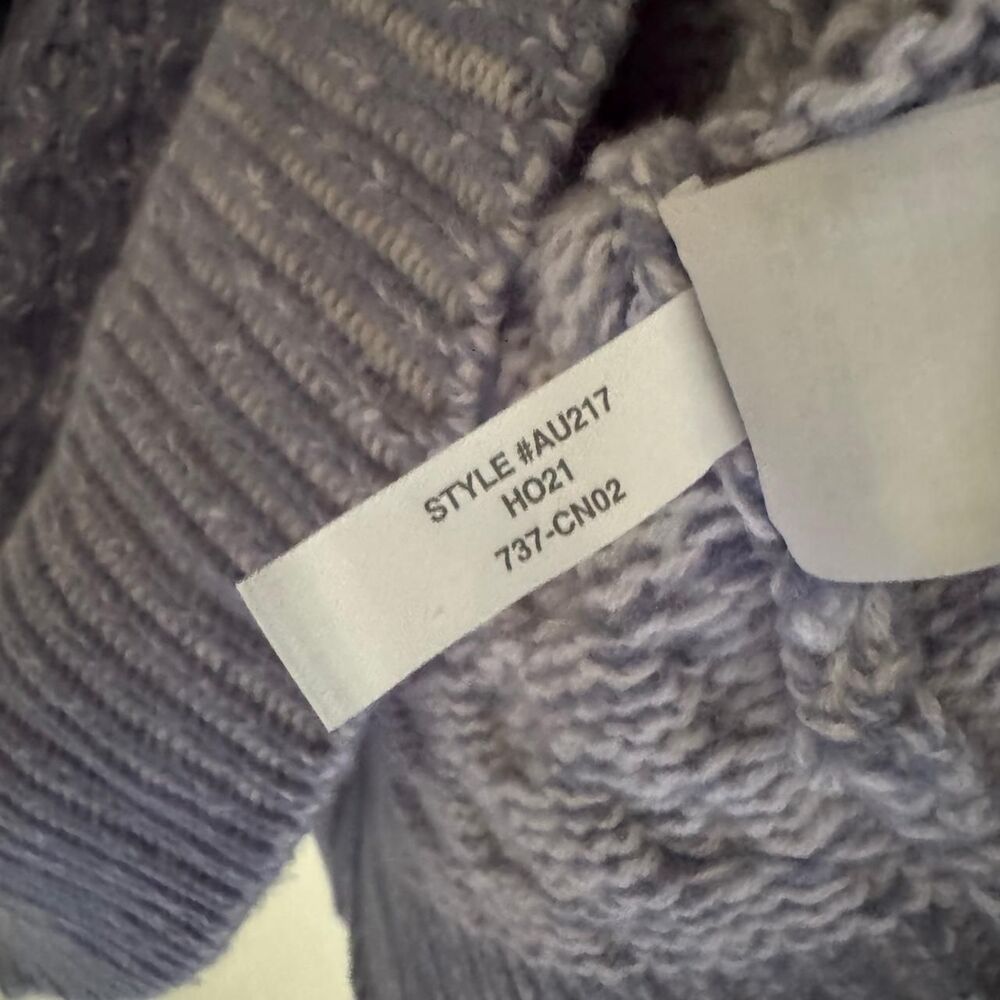 J.Crew Honeycomb Cashmere Rollneck Sweater XL Blue Cable Knit 100% Cashmere NWT - Picture 4 of 8